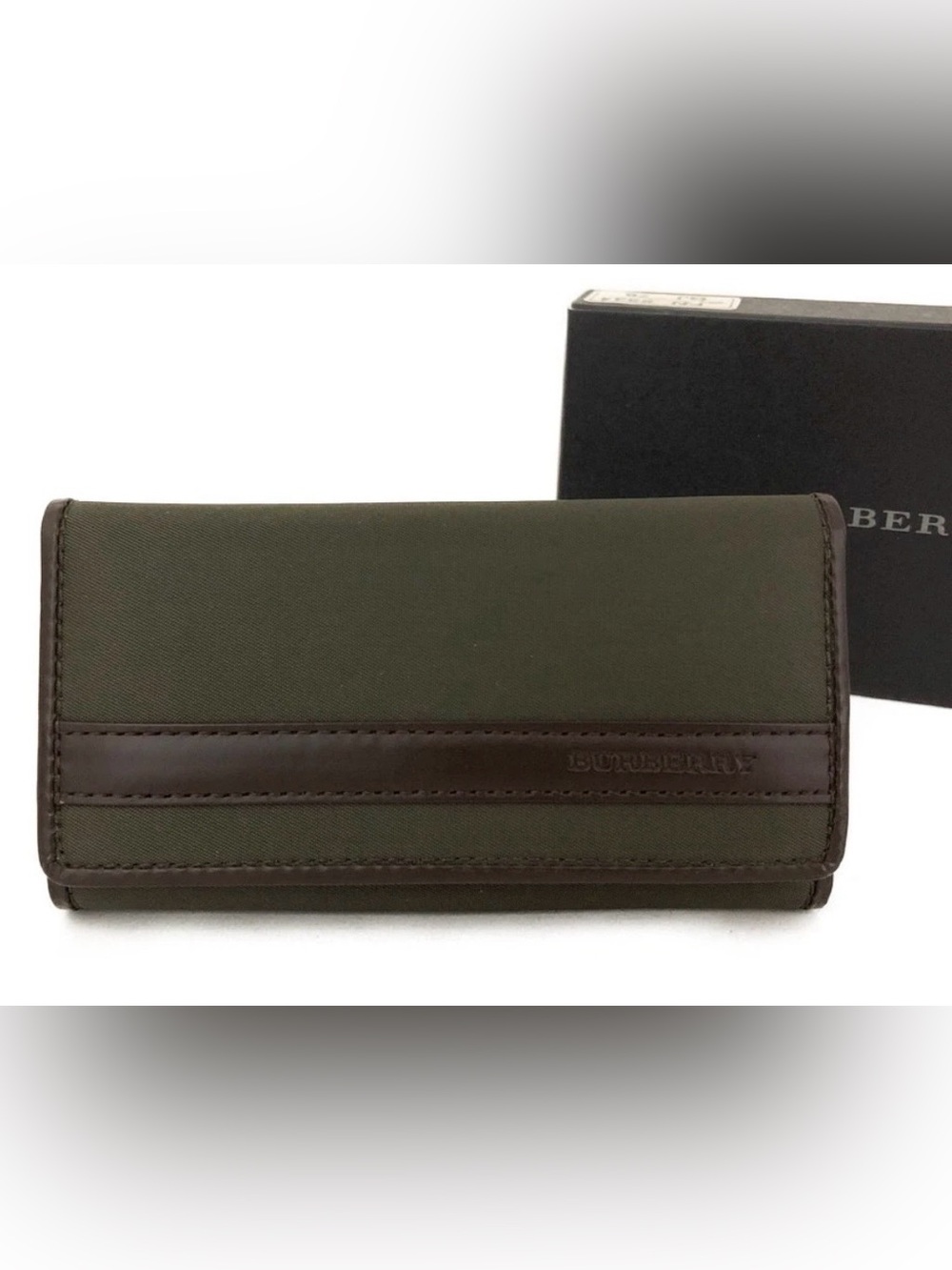 Burberry Khaki Nylon 4‑Ring Key Case w/ Box | Like New